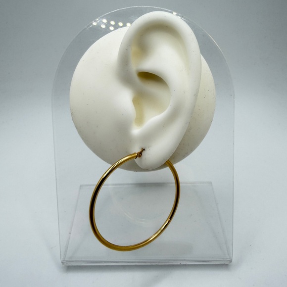 Vintage 14kt Yellow Gold 42mm round hoop earrings! - Picture 10 of 15